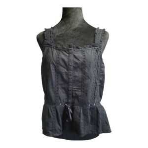 NWT I.N.C. Tank Top Embroidery Elegant Black Sleeveless Top Large